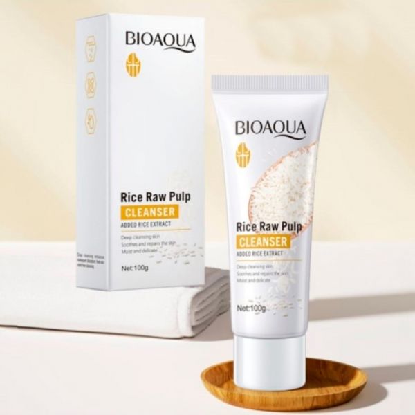 BIOAOUA, Cleansing foam with rice extract Rice Raw Pulp, 100 gr.